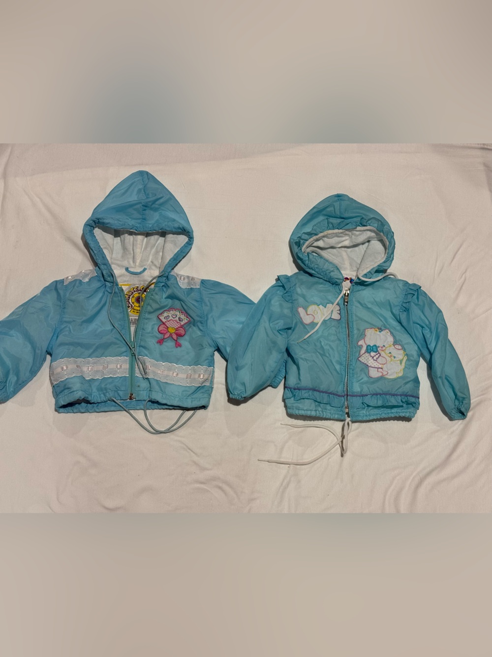 Vintage Light Blue Hooded Kids Jacket Pair